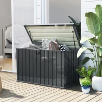 Outsunny Baule da Esterno da 400L in Acciaio Zincato con Serratura e 2 Chiavi 124x66x72 cm, Grigio Scuro(m-9)