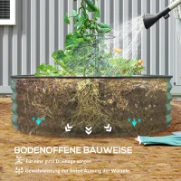 Outsunny 2-delige set verhoogde bedden voor tuin, outdoor-plantenbak met open bodem, rubberen rand, metaal, 181 x 93 x 30 cm, Groen(m-7)