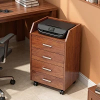 Vinsetto Cajonera de Escritorio con Ruedas Cajonera de Oficina con 4 Cajones Archivador Móvil para Estudio 40x36x65 cm Marrón(m-7)