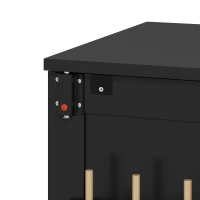 HOMCOM Table de couture pliante, meuble couture à roulettes, 2 portes magnétiques, 4 bacs, 20 crochets, 160x40x83cm, noir(m-6)