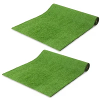 Outsunny Artificial Grass Turf Low Maintenance Realistic Lawn Pet Turf with Drain Holes for Garden 1m x 4m Green(m-1)
