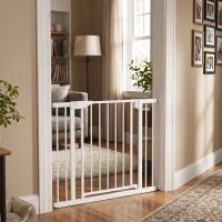 PawHut Cancellino di Sicurezza per Bambini e Animali, Chiusura Automatica e Montaggio a Pressione, 76-102x76 cm, Bianco(m-7)