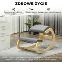 HOMCOM Ergonomiczny, kołyszący się stołek do klęczenia dla biura domowego, Poprawa postawy, 54,5cm x 85cm x 54cm Szary(m-6)
