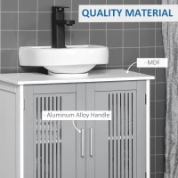 kleankin Modern Under Sink Cabinet with 2 Doors, Bathroom Vanity Unit, Pedestal Under Sink Design, Storage Cupboard with Adjustable Shelves, Grey(m-6)