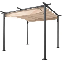 Outsunny Pergola Zonwering 3x3m Waterdichte Tuin Paviljoen voor Familie in Zwart Beige(m-10)