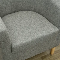 HOMCOM Poltrona Moderna a Pozzetto in Tessuto Effetto Lino con Gambe in Legno, 74x63x73cm, Grigio(m-8)