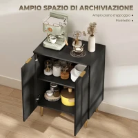 HOMCOM Credenza Moderna con 2 Ante e Ripiano Regolabile, Mobile Buffet per Cucina e Soggiorno con Gambe in Metallo, Nero(m-4)
