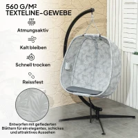 Outsunny Eivormige Hangstoel voor Buiten, Hangschommel met Standaard, Zitkussens Indoor Outdoor(m-5)