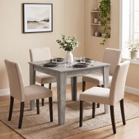 HOMCOM Mesa de Jantar para 4 Pessoas, Mesa de Cozinha Quadrada 80x80x75 cm com Pés Antiderrapantes, Cinza Efeito Madeira(m-6)