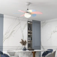 HOMCOM Ventilador de Techo con Luz 34W Ø82,5 cm Motor DC con 6 Aspas Reversibles Mando a Distancia y Temporizador Multicolor(m-10)