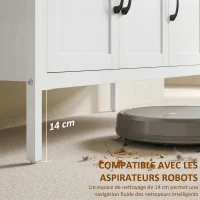 HOMCOM Buffet cuisine, meuble de rangement, 3 portes, 3 tiroirs, compartiment ouvert et étagères réglables, 95x35x88cm, blanc(m-7)