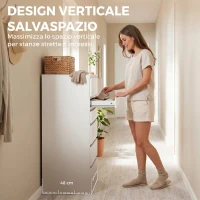 HOMCOM Cassettiera 6 Casetti per Camera da Letto con Specchio Ribaltabile, 40x48x110 cm, Bianco(m-6)