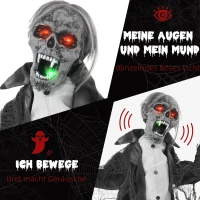 HOMCOM Halloween decoratie, Skelet/Zombie, beweegbaar, bewegingssensor, LED's & geluiden, 75 cm(m-5)