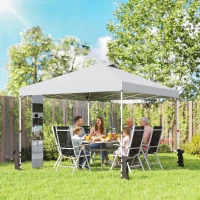 Outsunny Gazebo 3x3 m Pop Up con Tasche Portaoggetti e Sacchi di Sabbia, in Metallo e Tessuto Oxford, Bianco(m-2)