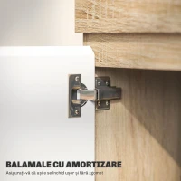 HOMCOM Dulap TV Modern pentru televizoare de până la 60" cu dulapior cu 2 uși și raft deschis, 140x40x48 cm, alb și culoare lemn(m-6)