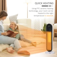 HOMCOM Ceramic Space Heater, Indoor Tower Heater with 2 Heat, Oscillation, Remote Control, Timer, Tip-Over & Overheating Protection, 1200W/2000W, White(m-5)