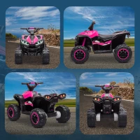 HOMCOM Quad Elettrico per Bambini 12V, 2 Velocità, Ruote Larghe con Clacson e Fari LED, Età 3-5 Anni, Rosa(m-8)