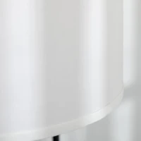 HOMCOM Vloerlamp met Voetschakelaar, Standaardlamp met Stoffen Kap, Staal, Wit(m-8)