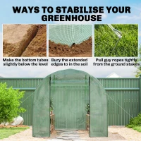 Outsunny Walk-In Garden Polytunnel Greenhouse with Steel Frame, PE Cover, Roll-Up Door and 4 Windows, 2.5 x 2m, Green(m-8)