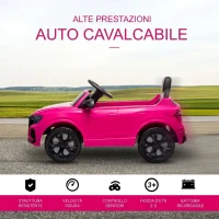 HOMCOM Macchina Elettrica per Bambini 3-5 Anni 6V Audi RS Q8 Autentica, 1.5-3km/h, con Telecomando e Musica, Rosa(m-4)