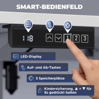 HOMCOM Verstelbaar Bureau met Geheugenfunctie, 2 Kabeldoorvoeren en LED-display - Zit-sta Bureau, Wit(m-5)