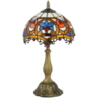 HOMCOM Tiffany Lamp, Stained Glass Table Lamp, Handcrafted Artisan Collectible, Suitable for Living Room and Bedside, Multi-Coloured, Ф25 x 45Hcm, Zinc Alloy.(m-11)