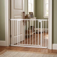 PawHut Cancellino di Sicurezza per Bambini e Animali, Chiusura Automatica e Montaggio a Pressione, 76-102x76 cm, Bianco(m-8)