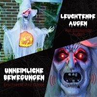 HOMCOM Halloween-geest, Halloween-decoratie, geluidseffecten en LED-verlichting, 60 cm x 18 cm x 183 cm(m-5)