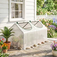 Outsunny foliekas met raam wit 119 x 60 x 60 cm(m-2)