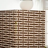 HOMCOM Biombo Separador de Ambientes de 4 Paneles Plegables de Madera de Pino y Fibra de Papel 180x180cm Marrón y Blanco(m-9)