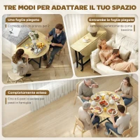 HOMCOM Tavolo da Pranzo Pieghevole per 2-4 Persone con Ruote e Ripiano Aperto, per Soggiorno, 100x100x75 cm, Rovere(m-4)