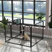 PawHut Parque para Perros de 4 Paneles Parque de Juegos Plegable para Mascotas para Exterior e Interior 82x82x60 cm Gris(m-10)