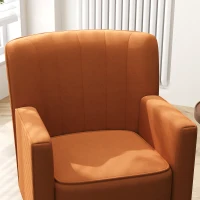 HOMCOM Fotoliu Modern cu Spătar Înclinat, din Material Textil cu Efect de Catifea, 70x76x92 cm, Maro(m-9)