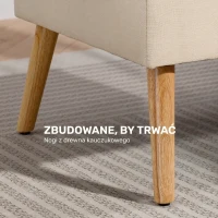HOMCOM Sofa 2-osobowa, pikowane oparcie, nogi drewniane, grube wypełnienie, efekt lnu, do małych pomieszczeń, beżowy(m-6)