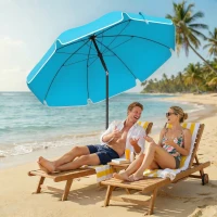Outsunny Sonnenschirm Strand Ø150 cm wasserabweisend faltbar Strandschirm mit Sandanker verstellbarer Neigung Tragetasche Blau(m-8)