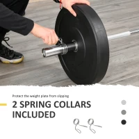HOMCOM 5cm Weight Lifting Barbell Bar with Anti-slip Hand Grip, Spring Collars, Solid Steel, Olympic Bar for Home Fitness Exercise Gym Equipment(m-4)
