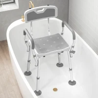 HOMCOM Tabouret de douche chaise de douche ergonomique hauteur réglable pieds antidérapants 56,5 x 53,5 x 87 cm blanc et gris(m-9)