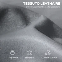 HOMCOM Poltrona Relax Reclinabile Manualmente con Poggiapiedi in Tessuto Effetto Pelle e Base Girevole, Grigio(m-7)