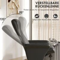 HOMCOM Gepolsterde fauteuil, accentfauteuil met hocker, draaibaar, ergonomisch, microvezel-look, tot 150 kg, zwart(m-4)