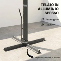 Outsunny Ombrellone a Sbalzo con Manovella e Base a Croce, in Poliestere, Alluminio e Metallo, 365x297x256 cm, Grigio Chiaro(m-7)