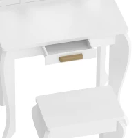 HOMCOM Kids Dressing Table Set, with Mirror and Drawer - White(m-13)