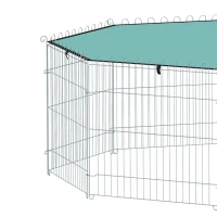 PawHut Parc pour chien, enclos chien 8 panneaux avec toit, modulable et pliable, enclos portable 60H cm avec porte argent vert(m-10)