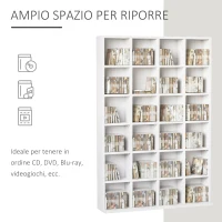 HOMCOM Mobile Libreria porta CD da 24 Ripiani ad Altezza Regolabile, in Legno, 130.5x89x20 cm, Bianco(m-5)