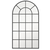 HOMCOM Decoratieve spiegel, grote spiegel, vensterlook, boogvormig, inclusief ophanging. Zwart + spiegelglas