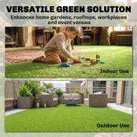 Outsunny Artificial Grass Turf Low Maintenance Realistic Lawn Pet Turf with Drain Holes for Garden 1m x 4m Green(m-8)