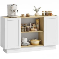 HOMCOM Bufet în Stil Rustic cu Spațiu de Depozitare, Natural și Alb(m-10)