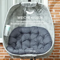 Outsunny Eivormige Hangstoel voor Buiten, Hangschommel met Standaard, Zitkussens Indoor Outdoor(m-4)
