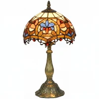 HOMCOM Tiffany Lamp, Stained Glass Table Lamp, Handcrafted Artisan Collectible, Suitable for Living Room and Bedside, Multi-Coloured, Ф25 x 45Hcm, Zinc Alloy.(m-1)