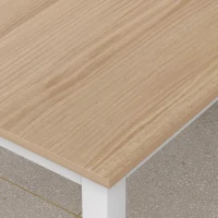 HOMCOM 5-delige eetkamerset voor 4 personen, landelijke eettafel en stoelen van massief hout, naturel/wit(m-10)