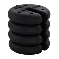 Outsunny Lot de 4 lestages pour parasols dalles de parasol rond pour tonnelle barnum tente à remplir avec 20 kg d'eau / 16 kg de sable dim. Ø 25 x 6H cm HDPE noir(m-12)